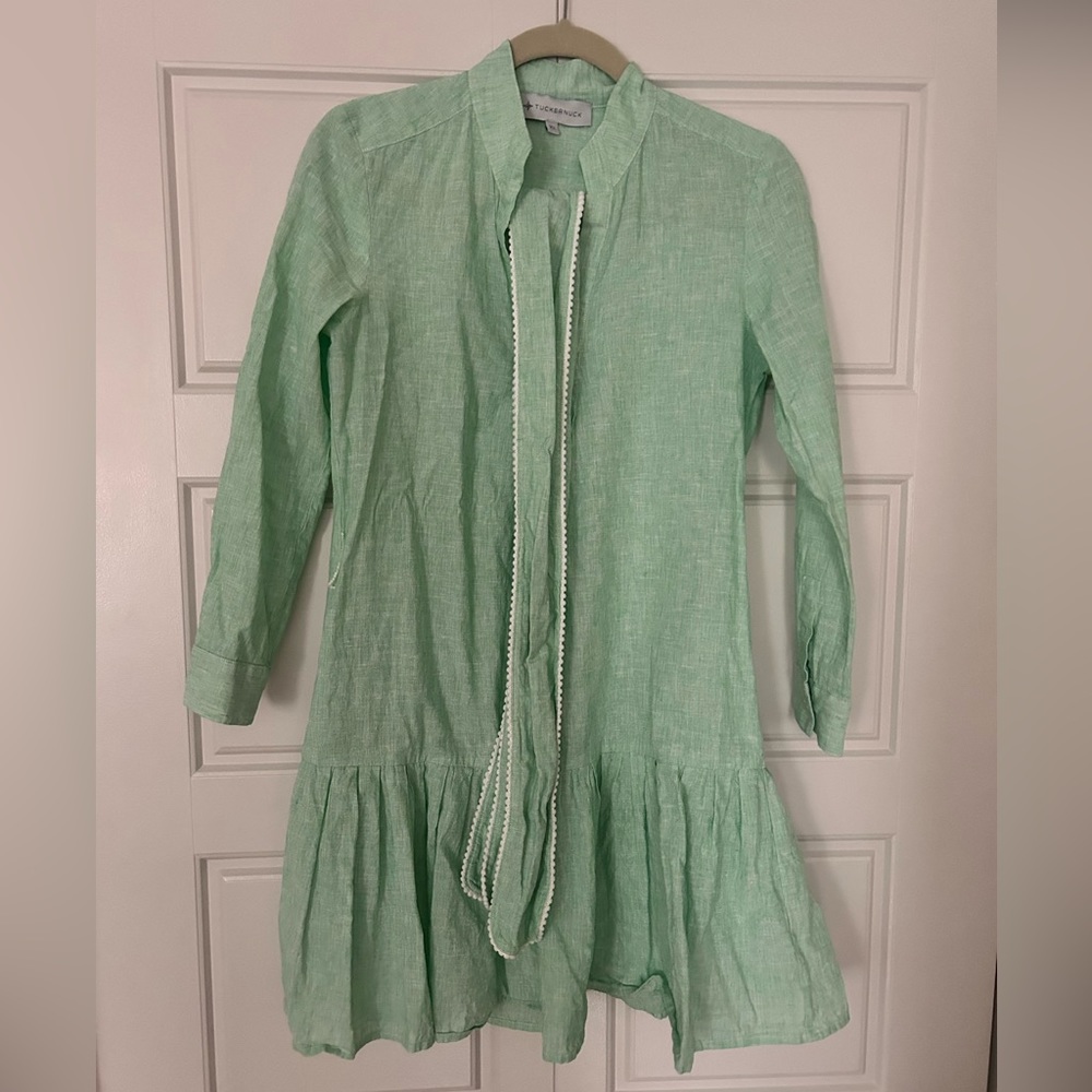 Spring clean out, priced to sell! EUC tuckernuck green linen surrey dress XS